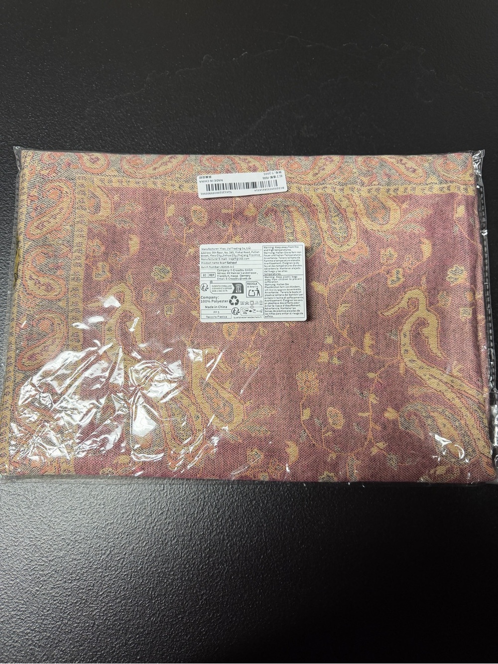 Women’s Paisley Pattern Scarf Tote Bag - Pink/Brown
